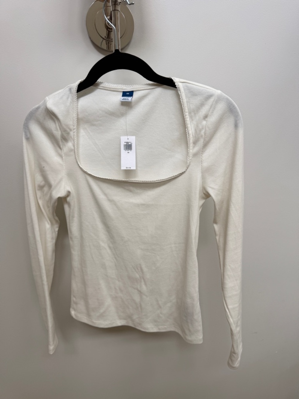 Old Navy Cream Square-Neck Long Sleeve Top